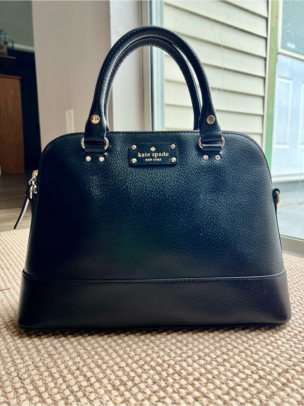 ♠️Kate Spade Black Leather Dome Satchel Crossbody Bag